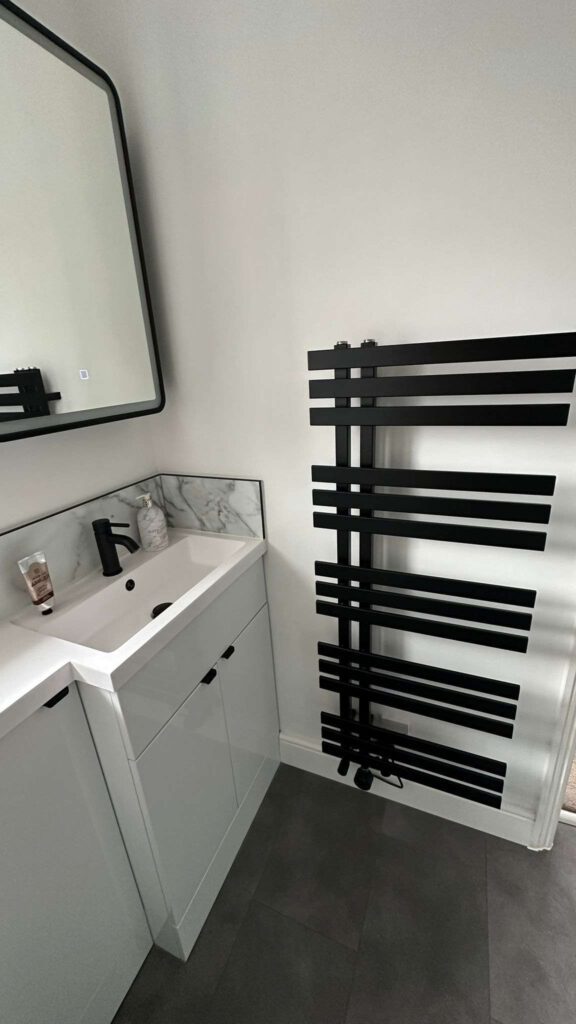 Modern looking black towel rail